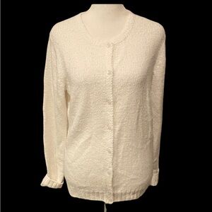 Leon Levin Hand Loomed Women's White Cardigan Sweater. Size S. 100% Acrylic.